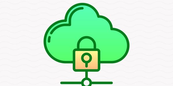 Private cloud thin line icon, locked cloud. Modern vector illustration of data security.